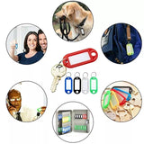 Plastic Key Tags with Label Window & Split Ring – ID Key Fobs for Keys & Luggage – Assorted Colours (Black, White, Blue, Red, Orange, Purple, Yellow, Light Green, Mixed Pack)