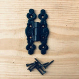 Black Fleur De Lys Hinges – Wrought Cast Iron Tudor Snake Style Door & Cupboard Decorative Hinges