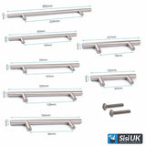 12mm Cabinet Pull Handle SSS – Satin Stainless Steel Cupboard & Drawer Handle – 96mm to 384mm Centres (Multiple Sizes Available)