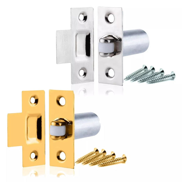 Adjustable Roller Catch – Chrome (Np) or Brass(EB) Finish – Cupboard, Cabinet & Door Latch with Strike Plate