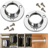 Wardrobe Pole Hanging Rail Fittings – Chrome Clothes Rail Supports for 19mm & 25mm Round Tube – Heavy Duty Wardrobe Pole Brackets