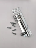 Polished Chrome Slide Bolts – Straight & Necked – Sizes 38mm, 50mm, 75mm, 100mm, 150mm – Bathroom, Toilet & Shed Door Latches