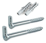 L Hook Screws with Wall Plugs Heavy Duty  – Zinc Plated Steel Garage & Shed Storage Hooks – 50mm, 65mm, 80mm, 100mm