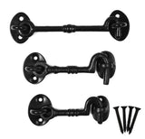 Twisted Black Rustic Cabin Hooks – Heavy-Duty Wrought Iron Door & Gate Latch – Sizes 75mm, 100mm, 150mm