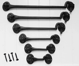 Malleable Black Cabin Hooks – Heavy-Duty Door & Gate Latches – Sizes 4", 6", 8", 10", 12"