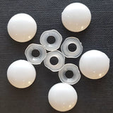 Screw Cover & Base Caps – Polished Chrome & White Finish – Decorative Screw Caps for Mirrors, Cabinets & Furniture – 10mm Metal Covers with Base Washers