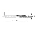 L Hook Screws with Wall Plugs Heavy Duty  – Zinc Plated Steel Garage & Shed Storage Hooks – 50mm, 65mm, 80mm, 100mm