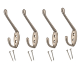 Hat & Coat Hooks Metal Tall Double – Door & Wall Mounted Robe Hanger – Polished Chrome, Brass, Satin Chrome, Matt Black, White