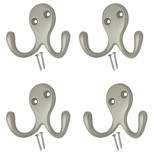 Twin Double Robe Coat Hooks – Chrome, Brass Plated & Matt Black – Heavy Duty Wall & Door Hooks for Bathroom, Bedroom & Clothes Storage