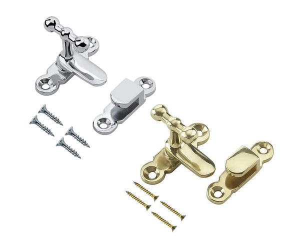40mm Showcase Catch Lock – Brass or Chrome Thumbturn Latch for Cabinet, Cupboard, Display Case & Door