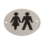 Disc Screen Printed Door Sign – Male, Female, Unisex, Disabled – Satin Aluminium Finish – 76mm Round