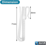 White Adjustable Height Curtain Hooks 70mm – Pinch Pleat Locking Hooks for Curtains, Windows, Doors & Shower Curtains
