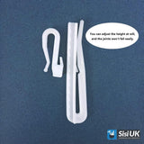 White Adjustable Height Curtain Hooks 70mm – Pinch Pleat Locking Hooks for Curtains, Windows, Doors & Shower Curtains