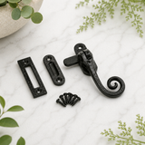 Monkeytail Window Fasteners and Stays – Black Ironmongery Casement Hardware Set