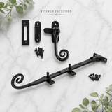 Monkeytail Window Fasteners and Stays – Black Ironmongery Casement Hardware Set