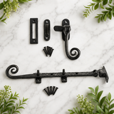 Monkeytail Window Fasteners and Stays – Black Ironmongery Casement Hardware Set