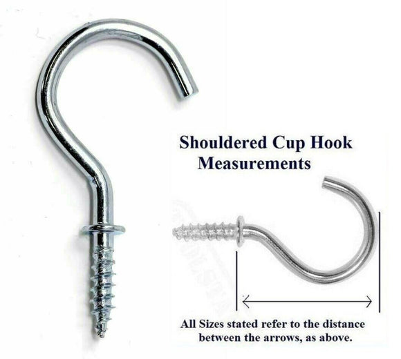 2 Inch Chrome Shouldered Cup Hook 50mm - Pack of 10