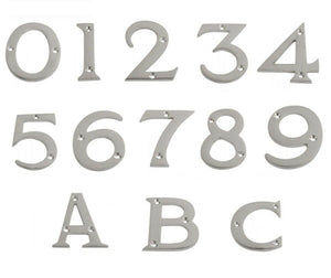 Satin Chrome Door Numbers & Letters 3" ( 75 mm ) | House Flat Apartment Shop - Sisi UK Ltd