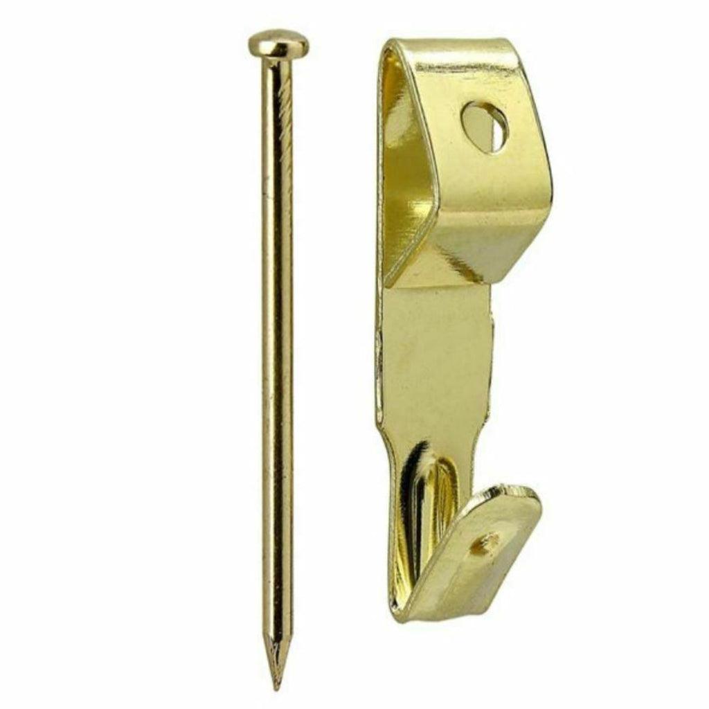 SINGLE PICTURE HOOKS No.0 BRASS PLATED AND HARD PINS FRAMING HANGING HANGER- Pack of 10 - Sisi UK Ltd