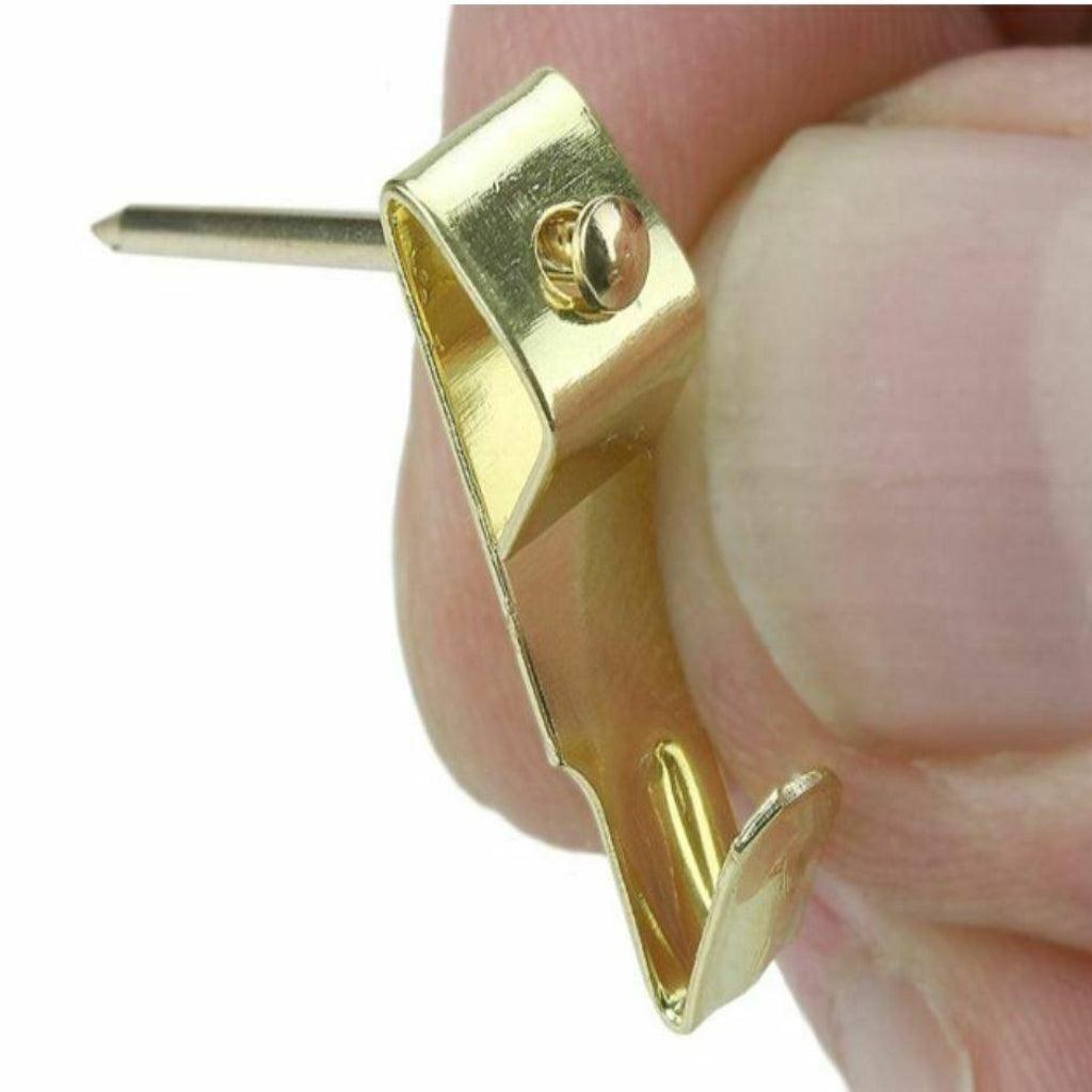 SINGLE PICTURE HOOKS No.0 BRASS PLATED AND HARD PINS FRAMING HANGING HANGER- Pack of 10 - Sisi UK Ltd