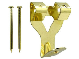 Gold Picture Wall Hooks Decorative Brass Double Brass Hooks - Pack of 10