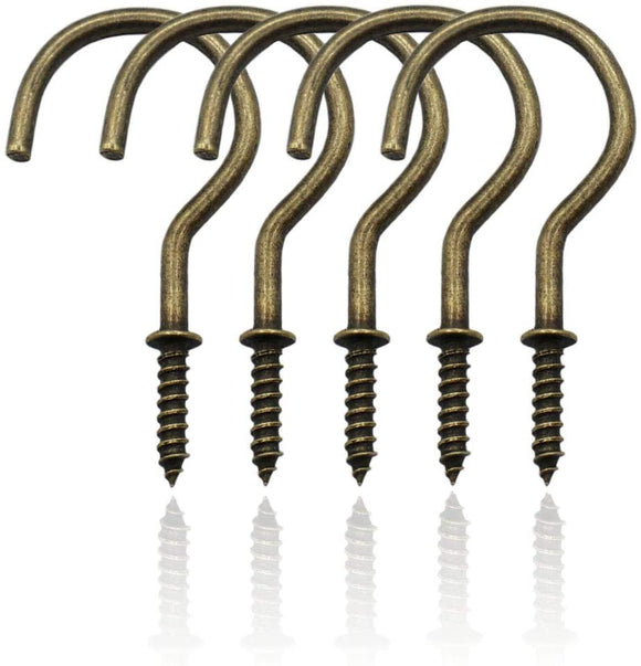Antique Bronze Cup Hooks Screw Hooks Ceiling Hooks Mug Hooks 19mm (3/4 Inch ) - Pack of 10 - Sisi UK Ltd