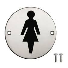 Chrome Female Toilet Door Sign