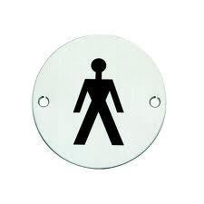 Chrome Male Toilet Door Sign