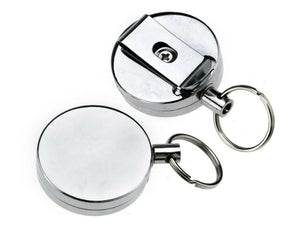 Stainless Silver Retractable Key Chain Recoil Keyring Heavy Duty Steel 450mm - Pack of 1 - Sisi UK Ltd