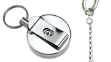 Stainless Silver Retractable Key Chain Recoil Keyring Heavy Duty Steel 450mm - Pack of 1