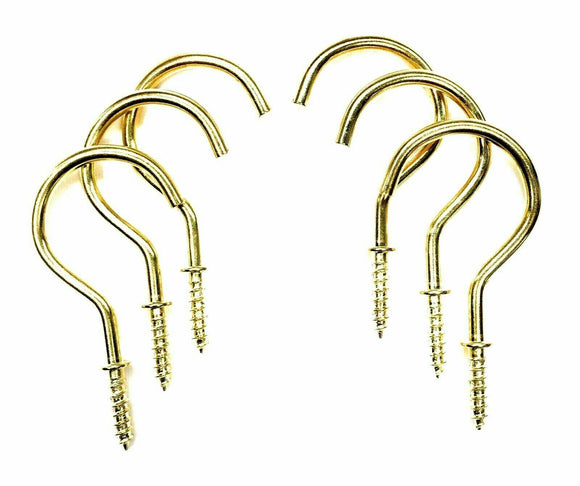 1 1/4 Inch Brass Shouldered Cup Hook 32mm -Pack of 10