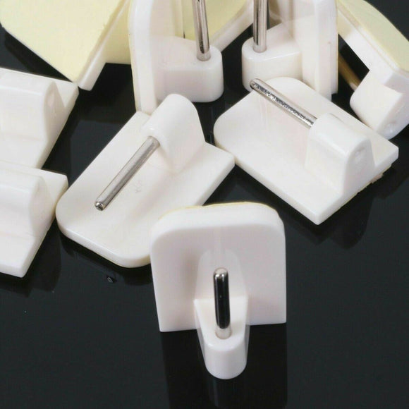 Self Adhesive Curtain Rod Hook End White Window Net Holder UPVC Support Pack of 10