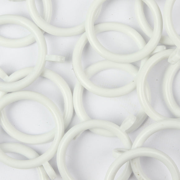 White Plastic Curtain Rings Large for 28mm Poles