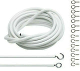 CURTAIN WIRE WHITE NET WITH HOOKS & EYES FOR WINDOW CABLE CORD- 3meter - Sisi UK Ltd