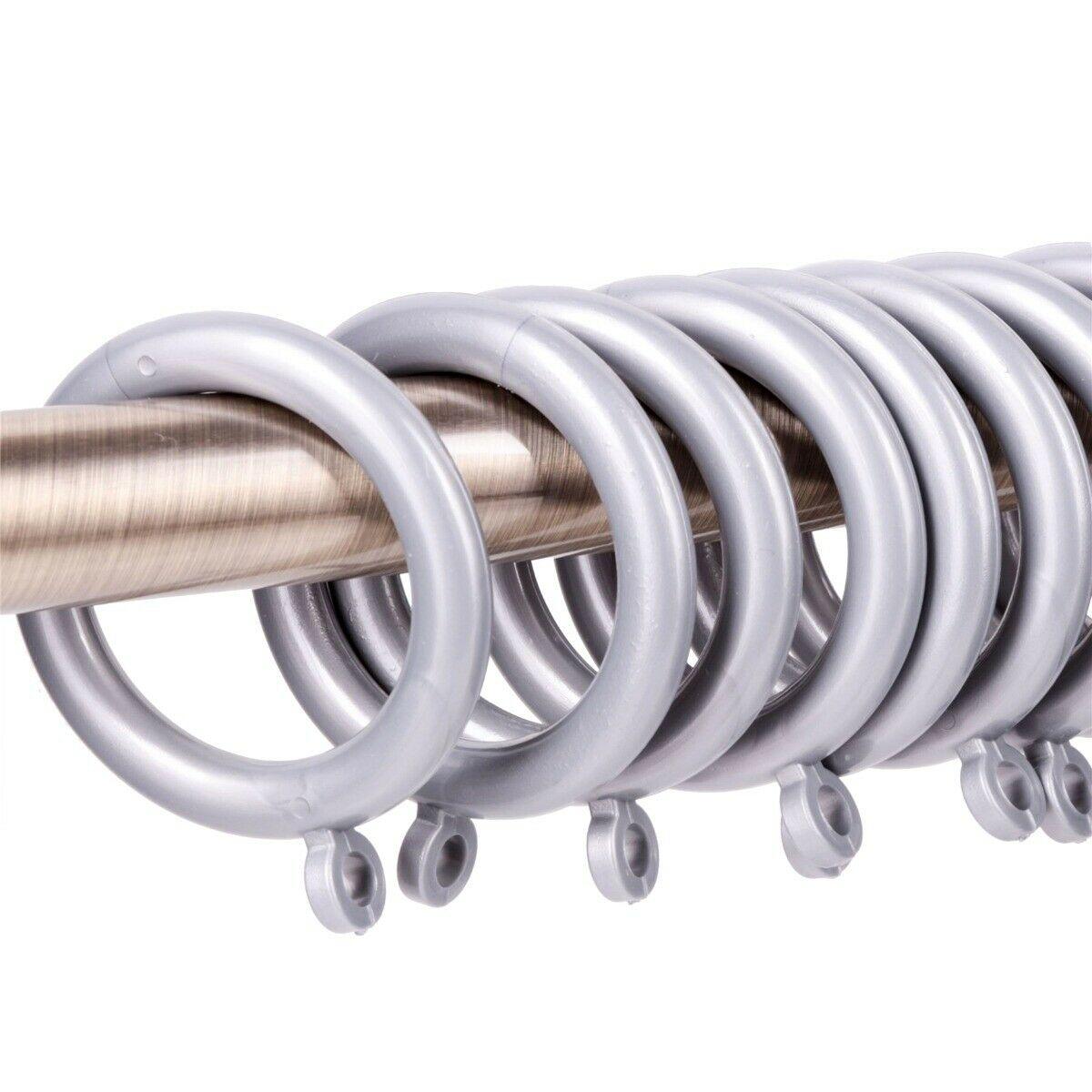 Grey/Silver Plastic Curtain Rings Large Plastic Curtain Rings for Window Curtain Poles 37mm -Pack of 10 - Sisi UK Ltd
