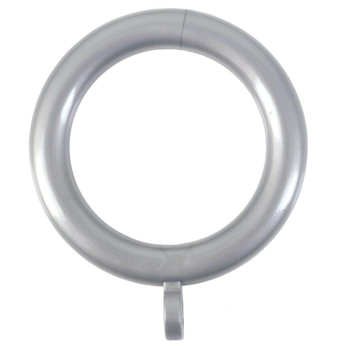 Grey/Silver Plastic Curtain Rings Large Plastic Curtain Rings for Window Curtain Poles 37mm -Pack of 10 - Sisi UK Ltd
