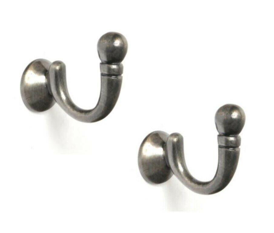 2x GUN METAL TIE BACKS 1 Pair Ball End Curtain Drape Tassel Screw In Hooks - Sisi UK Ltd