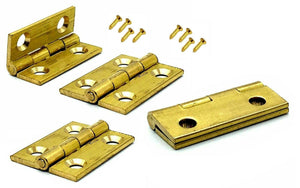 2 x Butt Hinges 38mm solid brass dolls house trinket box door hinge & screws - Sisi UK Ltd
