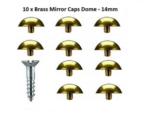 10 x Brass Dome Mirror Screws Caps Polished Brass Dome Caps - Sisi UK Ltd