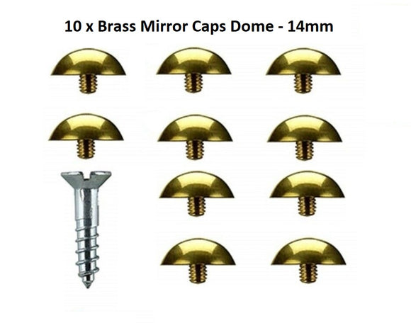 10 x Brass Dome  Mirror Screws Caps Polished Brass Dome Caps