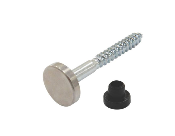 Mirror Screws & Caps Threaded Bolt Screws with Polished Chrome Flat Caps 14mm & Rubber Washers - Pack of 4 - Sisi UK Ltd