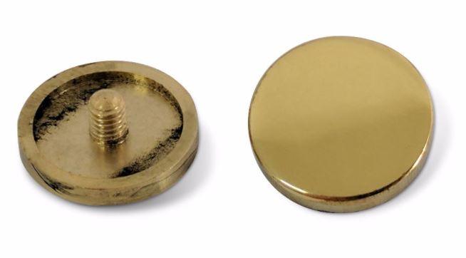 Mirror Screws & Caps Threaded Bolt Screws with Polished Brass Flat Caps 14mm & Rubber Washers - Pack of 4 - Sisi UK Ltd