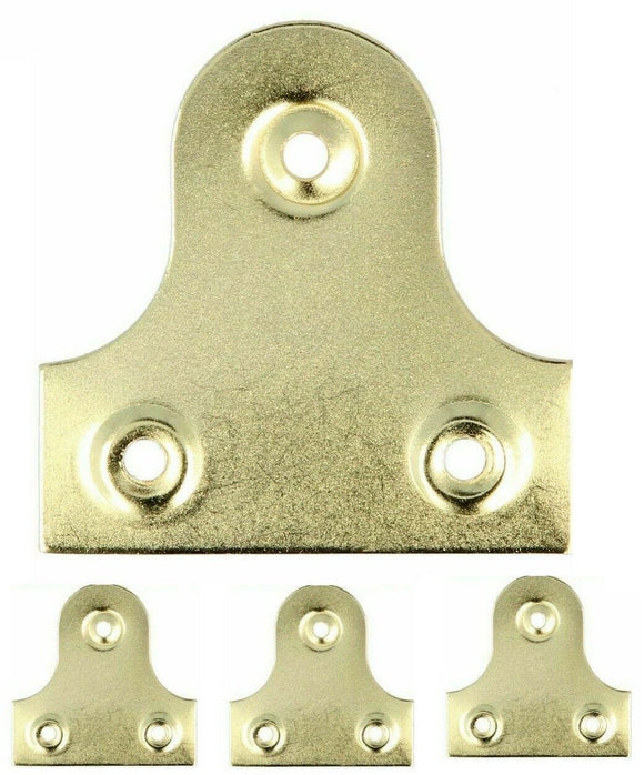 4 x LARGE Picture Hanging Brackets|Brass Flat Wall Mirror Hanger Plate Fixing 50mm