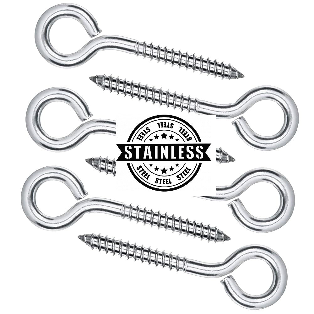 STAINLESS STEEL HEAVY DUTY SCREW IN EYE HOOKS Metal/Wood/Thread/Twist/ –  Sisi UK Ltd