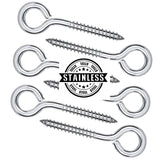 STAINLESS STEEL HEAVY DUTY SCREW IN EYE HOOKS Metal/Wood/Thread/Twist/Ring/Hoop 75mm (5pcs)