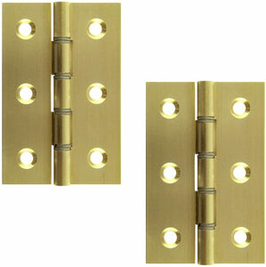Pair Of Large 3"/75mm BRASS WASHERED BUTT HINGES Strong Steel Door Cabinet - Sisi UK Ltd