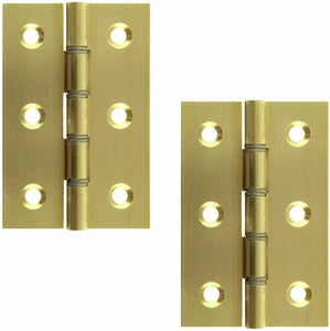 Pair Of Large 3"/75mm BRASS WASHERED BUTT HINGES Strong Steel Door Cabinet - Sisi UK Ltd